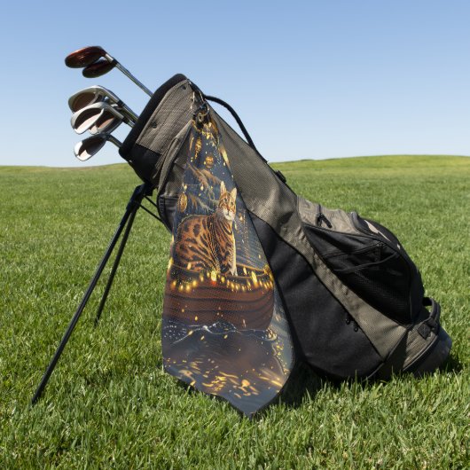 ベンガルキャットクリスマスフェスティバル航海 ゴルフタオル (グリーン)