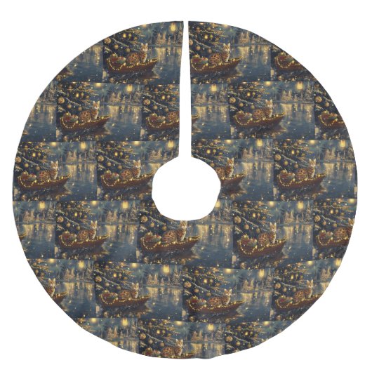 ベンガルキャットクリスマスフェスティバル航海 ブラッシュドポリエステルツリースカート (正面)