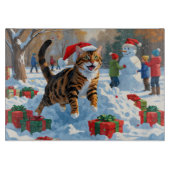 ベンガルキャットクリスマスフェスティバル雪のシーン カッティングボード (正面)