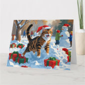 ベンガルキャットクリスマスフェスティバル雪のシーン カード (正面)