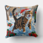 ベンガルキャットクリスマスフェスティバル雪のシーン クッション (裏面)