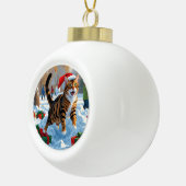 ベンガルキャットクリスマスフェスティバル雪のシーン セラミックボールオーナメント (右)
