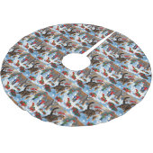 ベンガルキャットクリスマスフェスティバル雪のシーン ブラッシュドポリエステルツリースカート (アングル)