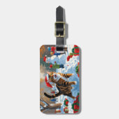 ベンガルキャットクリスマスフェスティバル雪のシーン ラゲッジタグ (正面縦)