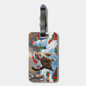 ベンガルキャットクリスマスフェスティバル雪のシーン ラゲッジタグ (裏面縦)