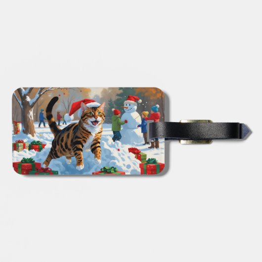 ベンガルキャットクリスマスフェスティバル雪のシーン ラゲッジタグ (裏面横)