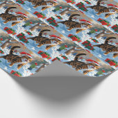 ベンガルキャットクリスマスフェスティバル雪のシーン ラッピングペーパー (角)