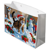 ベンガルキャットクリスマスフェスティバル雪のシーン ラージペーパーバッグ (裏面アングル)