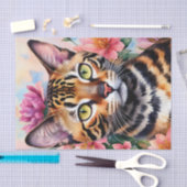 ベンガルキャットフローラポートレートアート 薄葉紙 (クラフト)