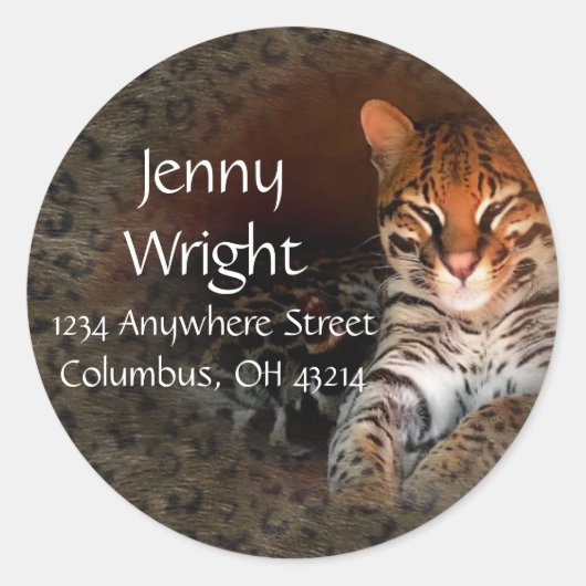 ベンガルキャットラウンド差出人住所ラベル ラウンドシール (正面)