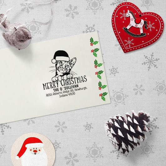 ベンガルキャット差出人住所クリスマス ラバースタンプ