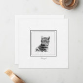 ベンガルキャット白黒スケッチ ノートカード (正面/裏面インサイチュ)