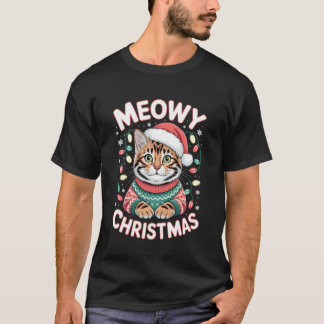 ベンガルキャット ミャーミェリークリスマス かわいいセーター ホリデー服 Tシャツ