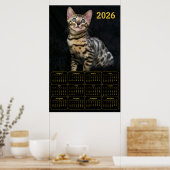ベンガルキャット 2026年カレンダー ポスター (キッチン)