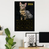 ベンガルキャット 2026年カレンダー ポスター (ホームオフィス)