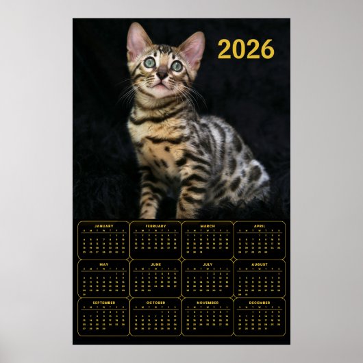 ベンガルキャット 2026年カレンダー ポスター (正面)