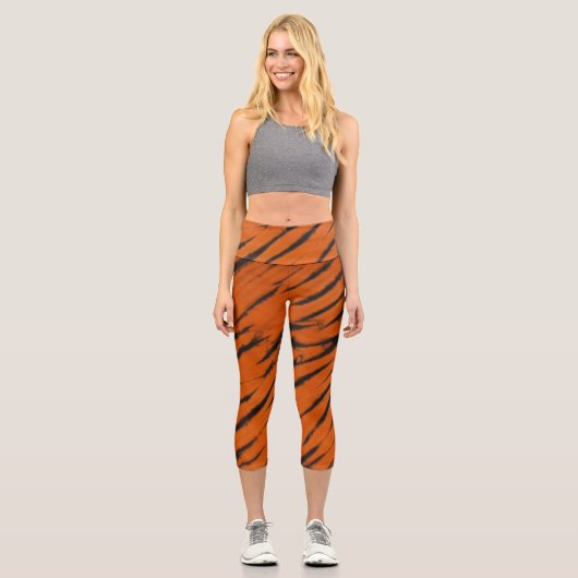 ベンガルストライプ絞り染め カプリレギンス (正面)