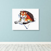 ベンガルタイガーが飛び出して！ キャンバスプリント (インサイチュ (ウッドフロア))