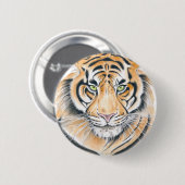 ベンガルタイガーウォーターカラーインクアート 缶バッジ (正面&裏面)