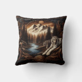 ベンガルタイガースが渓流の近くで休む クッション (裏面)