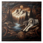 ベンガルタイガースが渓流の近くで休む タイル (正面)