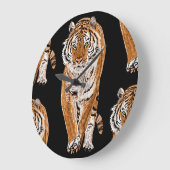 ベンガルタイガースケッチ:ヴィンテージアニマルプリント ラージ壁時計 (傾斜)