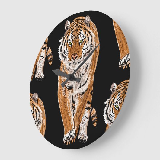 ベンガルタイガースケッチ:ヴィンテージアニマルプリント ラージ壁時計 (傾斜)