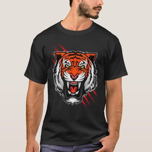 ベンガルタイガーストライプ顔マスク Tシャツ (正面)