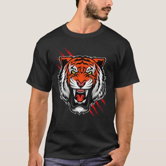 ベンガルタイガーストライプ顔マスク Tシャツ (正面)