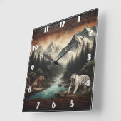 ベンガルタイガース威厳のあるインマウンテンランドスケープ スクエア壁時計 (傾斜)