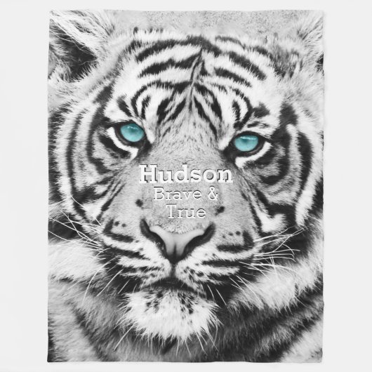 ベンガルタイガーパーソナライズされたホワイトタイガー フリースブランケット (正面)