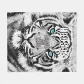 ベンガルタイガーパーソナライズされたホワイトタイガー フリースブランケット (正面(横))