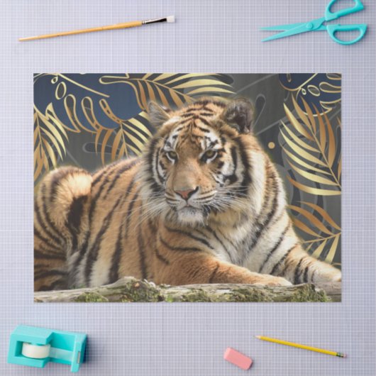 ベンガルタイガー熱帯性パームデクページ 薄葉紙 (クラフト)