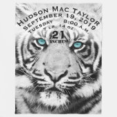 ベンガルタイガー男の赤ちゃん誕生統計ホワイトタイガー フリースブランケット (正面)