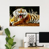 ベンガルトラ白熱［赤熱］光を放つー電気1 ポスター (ホームオフィス)