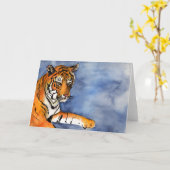 ベンガルトラ絵画のグリーティングカードまたはノートカード カード (黄色い花)