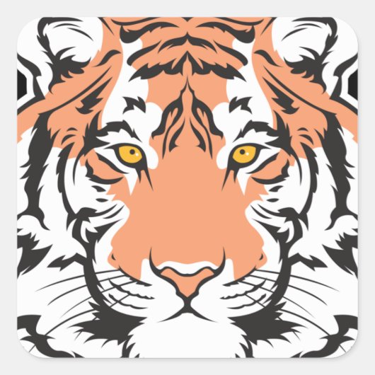 ベンガルトラ頭 スクエアシール (正面)