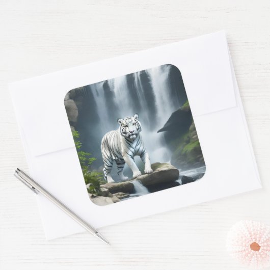 ベンガルホワイトタイガー自然 スクエアシール (封筒)