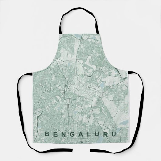ベンガルール インド 都市地図 ミニマル デザイン エプロン (正面)