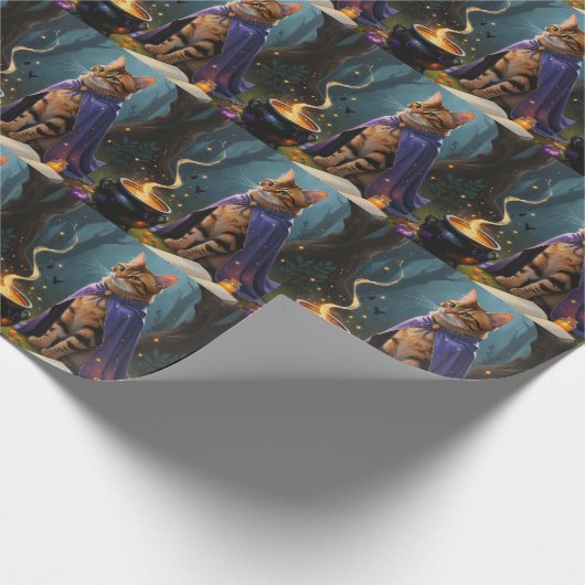 ベンガル猫お洒落ハロウィン絵を描ズ ラッピングペーパー (角)