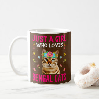 ベンガル猫が好きな少女おもしろい猫好き コーヒーマグカップ