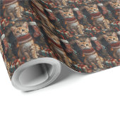 ベンガル猫とクリスマスプレゼント暖炉 ラッピングペーパー (ロールコーナー)