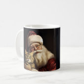 ベンガル猫とサンタクロースのクリスマス フェスティブ コーヒーマグカップ (正面左)