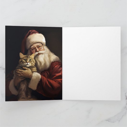 ベンガル猫とサンタクロースフェスティバルクリスマス カード (内部)