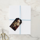 ベンガル猫とサンタクロースフェスティバルクリスマス ギフトタグ (より糸付き)