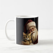 ベンガル猫とサンタクロースフェスティバルクリスマス コーヒーマグカップ (左)