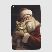 ベンガル猫とサンタクロースフェスティバルクリスマス ゴルフタオル (正面)