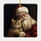 ベンガル猫とサンタクロースフェスティバルクリスマス セラミックオーナメント (裏面)