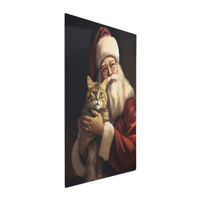 ベンガル猫とサンタクロースフェスティバルクリスマス メタルプリント (3/4)