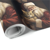 ベンガル猫とサンタクロースフェスティバルクリスマス ラッピングペーパー (ロールコーナー)